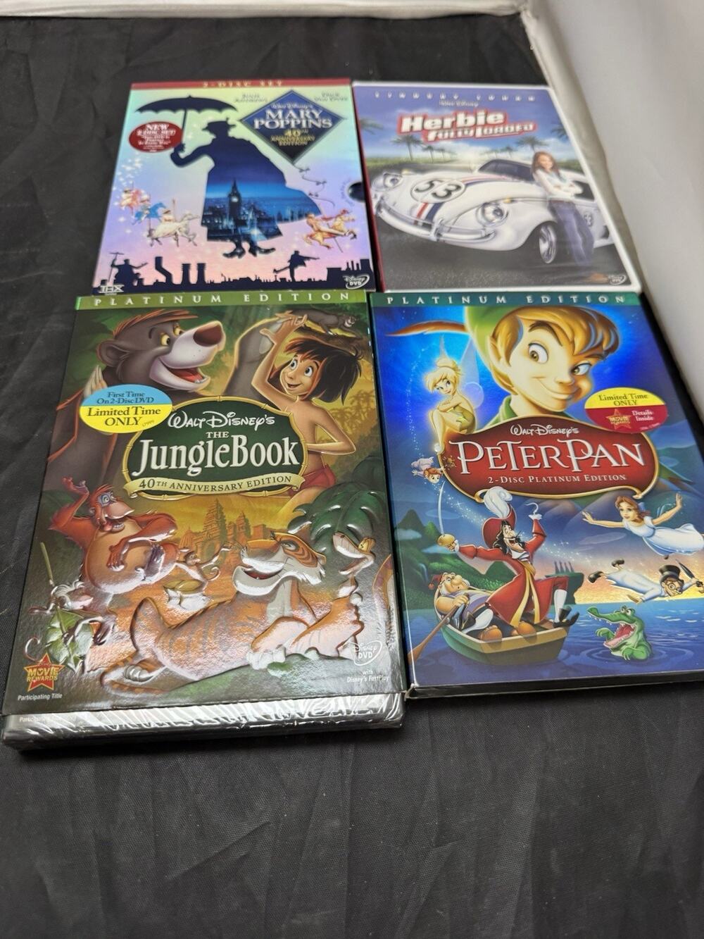 Disney DVD Lot 4 Sealed Peter Pan Jungle Book Mary Poppins Herbie Platinum Ed